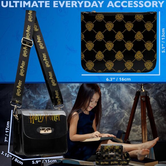 Harry Potter Girls Crossbody Bag w/ Coin Purse Adjustable Strap Magical Teen Gif - Picture 6 of 6